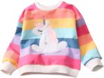 LitBud Girls Sweatshirts Unicorn Crewneck Pullover for Toddler Clothes Girl Cotton Top Long Sleeve Casual Jumper T Shirt fall for Kids Size 1-7 Years Old