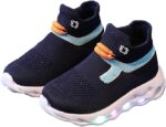 Boys Girls Light Up Running Trainers Baby LED Cute Duck Lightweight Sport Shoes Kids Breathable High Top Black Sock School Shoes Sneakers