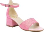 SIRRI Girls Ankle-Strap Shoes, Block Heels Sandals with Glitter for Special Occasion