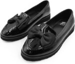 Girls Kids Childrens Loafers Slip On Flat Shoe Pumps Formal Smart School Shoes Comfort Support Lightweight Breathable Casual Classic Black Shiny Moccasin Little/Big Kid Dolly Dollie Ballet Ballerina - Image 2