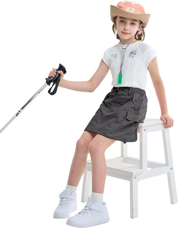 Rolanko Girls Skirts Inner Shorts with Pockets, Adjustable Parachute Cargo Sport Skort with Elastic Waistband - Image 3