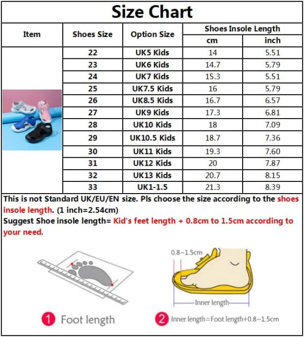 Boys Girls Closed Toe Soft Sandals Summer Lightweight Non-Slip Beach Trainers Kids Toddlers Comfort Shoes Size - Image 2