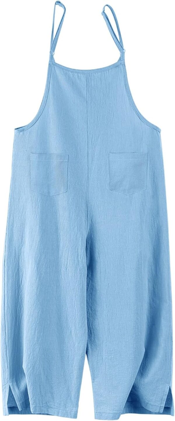 Rolanko Girls Jumpsuit Adjustable Spaghetti Strap Loose Overalls Rompers, Cotton Baggy Plain Playsuits with Pockets for Age 5-12 Years - Image 4