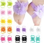 12 Pairs Baby Girl Shoes Baby Chiffon Sandals Bowknot Barefoot Sandals Feet Accessories For Baby Girls Newborn Infants Toddler Kids Girl Fashion Sandals - Image 7
