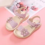 Girls Sandals Toddler Little Girls Sandals with Pearls Flower Summer Breathable Leather Shoes - Image 6