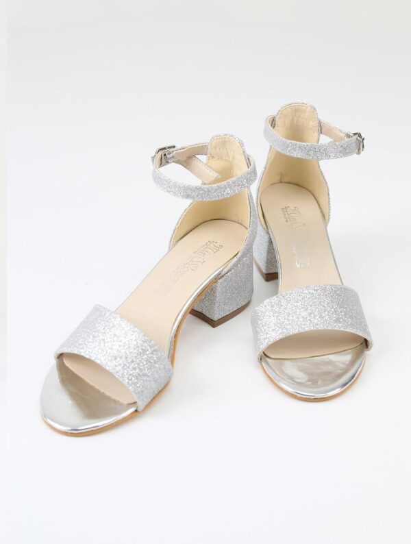 SIRRI Girls Ankle-Strap Shoes, Block Heels Sandals with Glitter for Special Occasion - Image 2