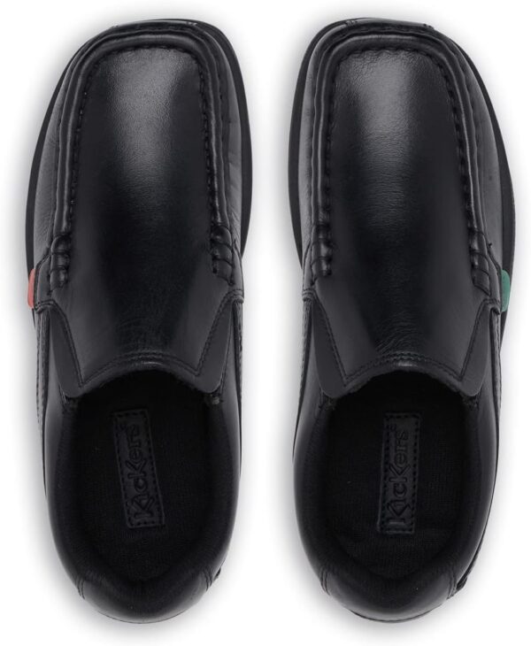 Kickers Boy's Fragma Slip on Moc Toe Comfortable Leather Shoes, Black - Image 4