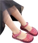Zeiayuas Toddler Girls Jelly Sandals Glitter Flat Beach Summer Shoes Mary Jane Dress Princess Shoes Water Anti Slip Shoes for Little Kids UK Child 2-6 Years - Image 3