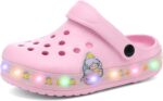 Kid's LED Clogs Boys and Girls Garden Shoes Beach Water Shoes Cute Cartoon Slides Sandals Lightweight Sandals Non-Slip