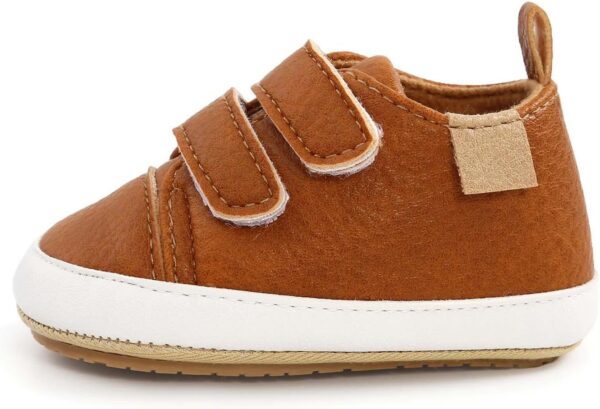 Kleoque Infant Baby Boys Girls Shoes Anti-Slip Oxford Loafer Flats Toddler Prewalker Soft Sole Crib First Walking Shoes Newborn Trainer High-Top Pu Leather Flats Sneakers Size 3-5 - Image 5