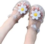 Jelly Shoes for Toddler Girls Summer Beach Retro Jellies Sandals T-Strap Slingback Little Kids Glitter White Size 9 Soft Closed Toe Princess Dress Flats for 2-9 Years - Image 2
