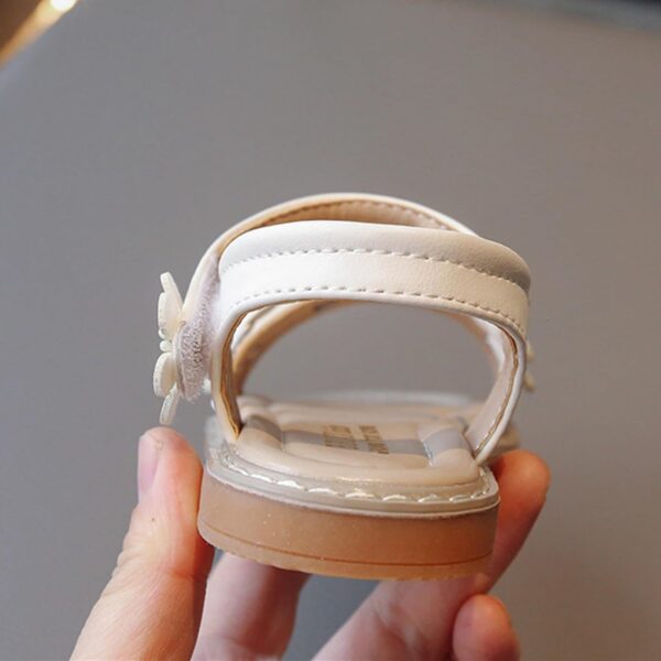 MINBEI Girls Sandals Toddler Little Girls Sandals with Pearls Flower Summer Breathable Leather Shoes - Image 6