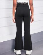 Arshiner Girls School Trouser Flare Leggings High Waisted V Crossover Casual Yoga Bell Bottoms with Pockets Pants for Kid - Image 4