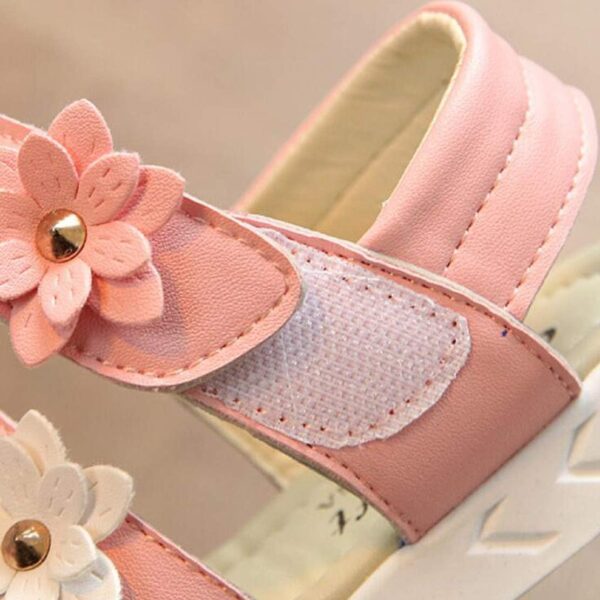 Girls Sandals with Pearls Flowers Leather Shoes Sandals for Little Girls - Image 6