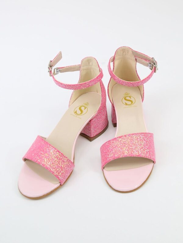 SIRRI Girls Ankle-Strap Shoes, Block Heels Sandals with Glitter for Special Occasion - Image 2