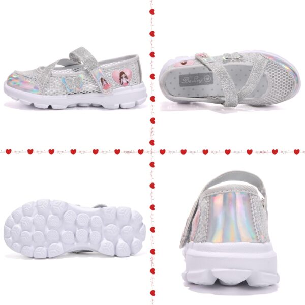Unitysow Girl Sandals Glitter Princess Shoes Flat Walking Sandals Comfort Mary Jane Birthday Party Dance Shoes for Little Kid/Big Kid - Image 2