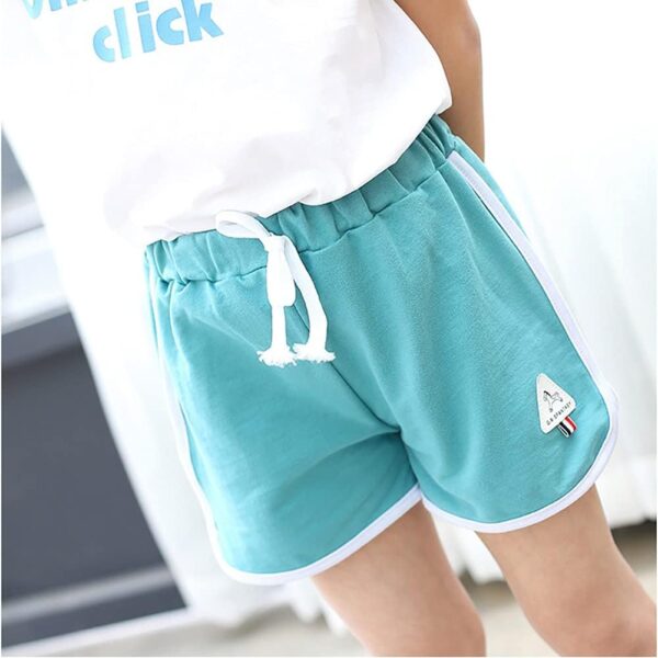 Rolanko Girls Sports Shorts, Cotton Summer Contrast Binding Dolphin Short Pants, Kids Athletic Gym Wear for Running and Dancing, 3 Packs - Image 2