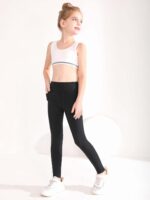 Girls Sports Leggings with Pockets Black Athletic Leggings Activewear Leggings Active Yoga Pants Running Leggings for Kids Youth Girls Size 11-12 10-12 12-13 9-10 8-10 6-8 7-8 9-11 13-14 Years - Image 5
