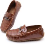 RVROVIC Kids Girls Boys Slip-on Loafers Oxford PU Leather Flats Shoes Casual Moccasin Shoes for Toddler Kid
