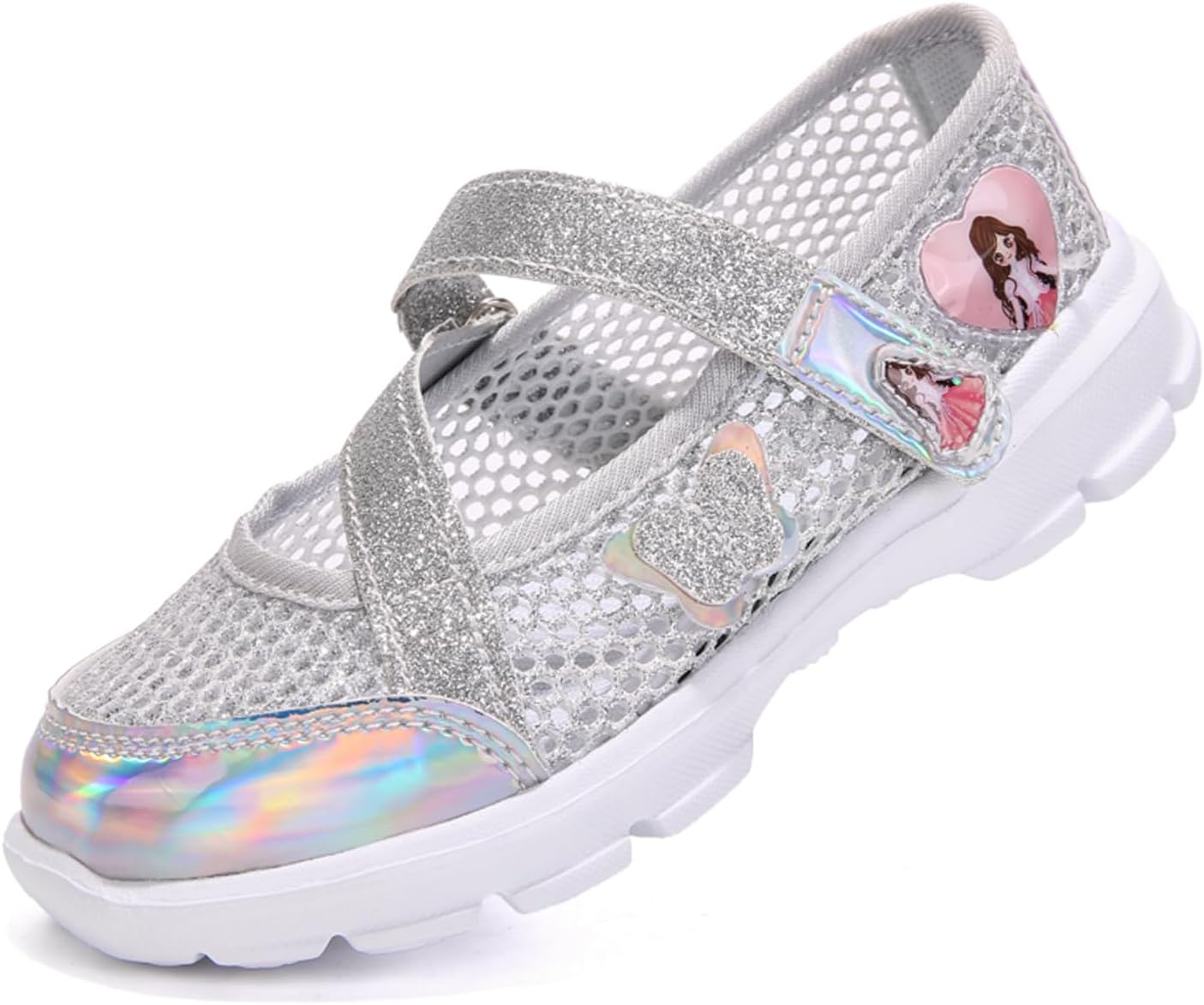 61NEBakYKzL._AC_SL1500_.jpg Unitysow Girl Sandals Glitter Princess Shoes Flat Walking Sandals Comfort Mary Jane Birthday Party Dance Shoes for Little Kid/Big Kid - Image 1