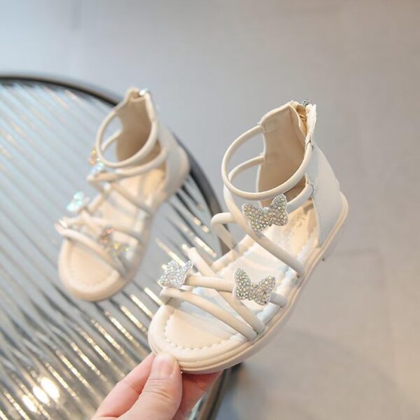 BWGHBH Girls Gladiator Sandals Summer Princess Butterfly Strappy Dress Flats Shoe with Back Zipper For Toddler/Little Kid - Image 2