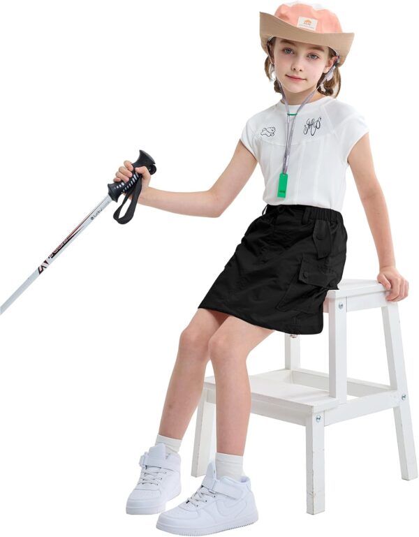 Rolanko Girls Skirts Inner Shorts with Pockets, Adjustable Parachute Cargo Sport Skort with Elastic Waistband - Image 4