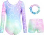 JiAmy Gymnastics Leotards for Girls with Shorts Set, Long Sleeve Kids Gymnastics Athletic Outfit for Kids 3-12 Years - Image 2