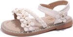 MINBEI Girls Sandals Toddler Little Girls Sandals with Pearls Flower Summer Breathable Leather Shoes