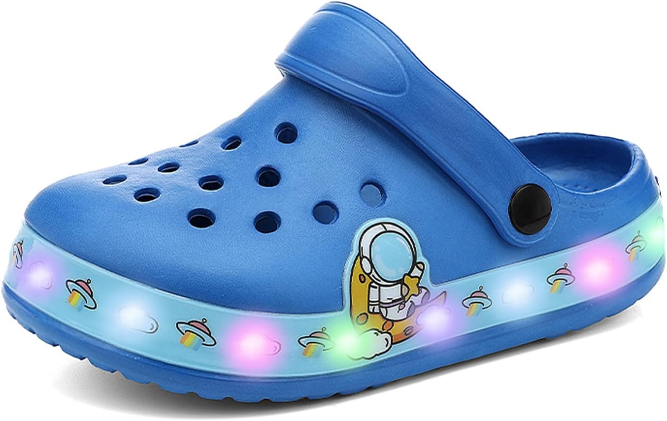 61SbjqL7weL._AC_SL1500_.jpg Kid's LED Clogs Boys and Girls Garden Shoes Beach Water Shoes Cute Cartoon Slides Sandals Lightweight Sandals Non-Slip - Image 1