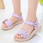 Girls Sandals Toddler Little Girls Sandals with Pearls Flower Summer Breathable Leather Shoes - Image 3