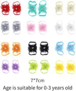 12 Pairs Baby Girl Shoes Baby Chiffon Sandals Bowknot Barefoot Sandals Feet Accessories For Baby Girls Newborn Infants Toddler Kids Girl Fashion Sandals - Image 6