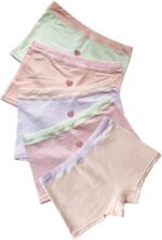 5 Pack Stripe Lovely Cat Little Girls Boyshorts Knicker Baby Girl Cotton Boxer Briefs Hipster Underwear 4-10 Years
