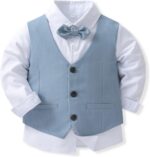 Toddler Boys Gentlemen Outfits Tuxedo Suit Set Long Sleeve Bowtie Shirts Top Vest Pants Set Formal Clothes - Image 2
