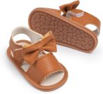 CENCIRILY Infant Baby Girls Summer Sandals Newborn Bow-Knot Open Toe Beach Shoes Casual Lightweight Anti Slip Sole Flat