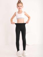 Girls Sports Leggings with Pockets Black Athletic Leggings Activewear Leggings Active Yoga Pants Running Leggings for Kids Youth Girls Size 11-12 10-12 12-13 9-10 8-10 6-8 7-8 9-11 13-14 Years - Image 7