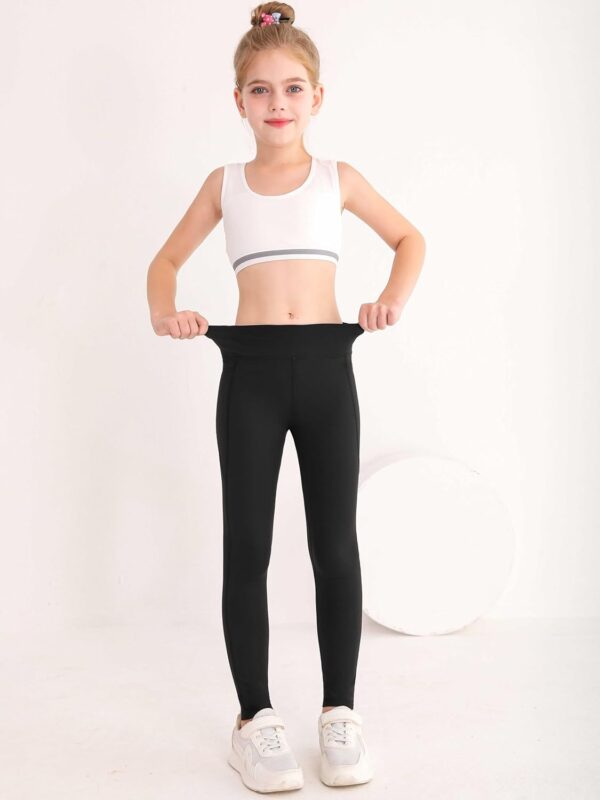 Girls Sports Leggings with Pockets Black Athletic Leggings Activewear Leggings Active Yoga Pants Running Leggings for Kids Youth Girls Size 11-12 10-12 12-13 9-10 8-10 6-8 7-8 9-11 13-14 Years - Image 7