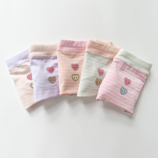 5 Pack Stripe Lovely Cat Little Girls Boyshorts Knicker Baby Girl Cotton Boxer Briefs Hipster Underwear 4-10 Years - Image 2