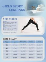 Girls Sports Leggings with Pockets Black Athletic Leggings Activewear Leggings Active Yoga Pants Running Leggings for Kids Youth Girls Size 11-12 10-12 12-13 9-10 8-10 6-8 7-8 9-11 13-14 Years - Image 4