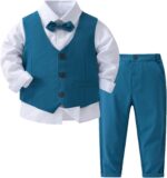 CHICTRY Baby Toddler Boys Gentleman Outfit Bow Tie Dress Shirt Pants Wedding Birthday Formal Suits Set