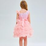 Miipat Girls Dress One-Shoulder Sequins Princess Sleeveless Flower Girl Wedding Bridesmaid Dresses Tutu Ruffles Kids Prom Dress for Party Birthday - Image 4