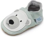 Dotty Fish Soft Leather Baby and Toddler Barefoot Shoes for Boys and Girls. Non-Slip Suede Soles. Animal Designs. 0-6 Months - 4-5 Years