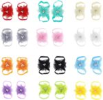 12 Pairs Baby Girl Shoes Baby Chiffon Sandals Bowknot Barefoot Sandals Feet Accessories For Baby Girls Newborn Infants Toddler Kids Girl Fashion Sandals - Image 2