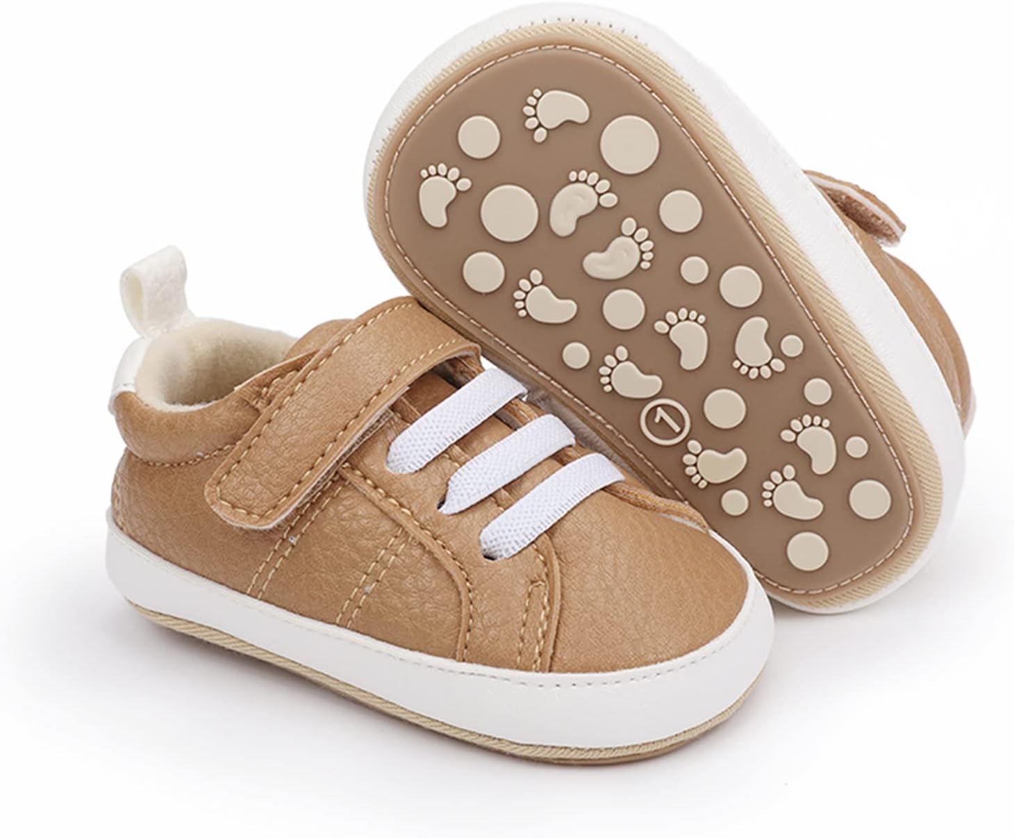 61kKDubON4L._AC_SL1500_.jpg RVROVIC Baby Boys Girls Sneakers Anti-Slip Oxford Loafer Flats Infant Toddler PU Leather Soft Sole Baby Shoes - Image 1