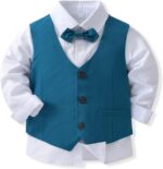 Baby Boys Gentleman Outfits Toddler Formal Waistcoat Suit Wedding Shirts + Vest + Pants + Bow Tie 4 PCS Set - Image 3