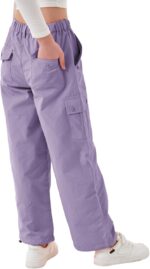 Rolanko Girls Baggy Cargo Parachute Trousers, Y2K Vintage Joggers with Adjustable Elastic Waist for Kids Fit - Image 3