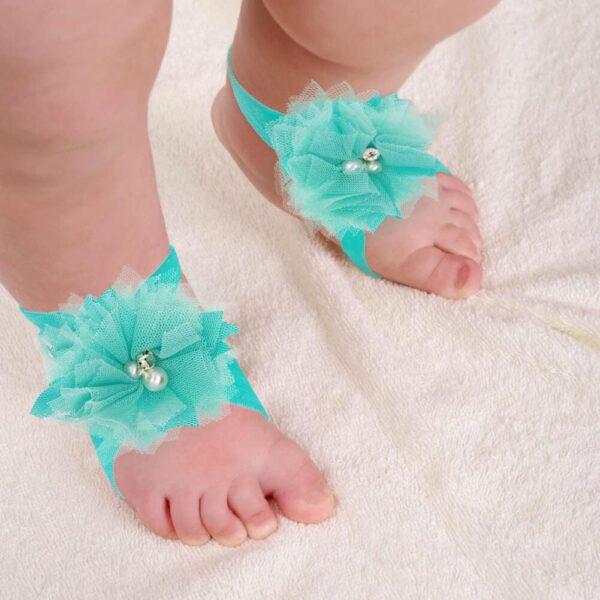 12 Pairs Baby Girl Shoes Baby Chiffon Sandals Bowknot Barefoot Sandals Feet Accessories For Baby Girls Newborn Infants Toddler Kids Girl Fashion Sandals - Image 4