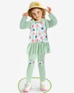 Girl Trousers Set Raglan Long Sleeve Ruffle Top Shirt Print Pants Kid 2 Pcs Outfits Clothes 3-7 Years - Image 2