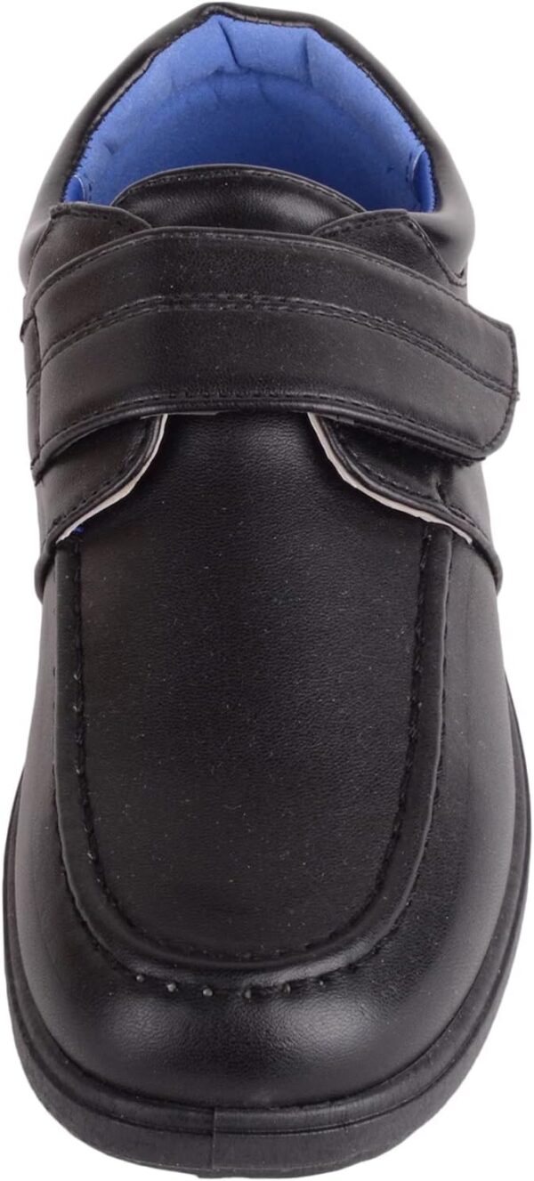 Childrens Kids Boys Slip On Faux Leather Smart Formal School Suit Shoes with Touch Fastening - Black - UK Child - Image 2