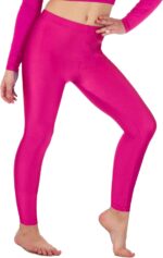 Re Tech UK - Girls' Shiny Stretchy Dance & Gymnastics Leggings – Footless - Elastic Sportswear for Kids - Great for Gymnastic Outfits - Many Colours to Choose