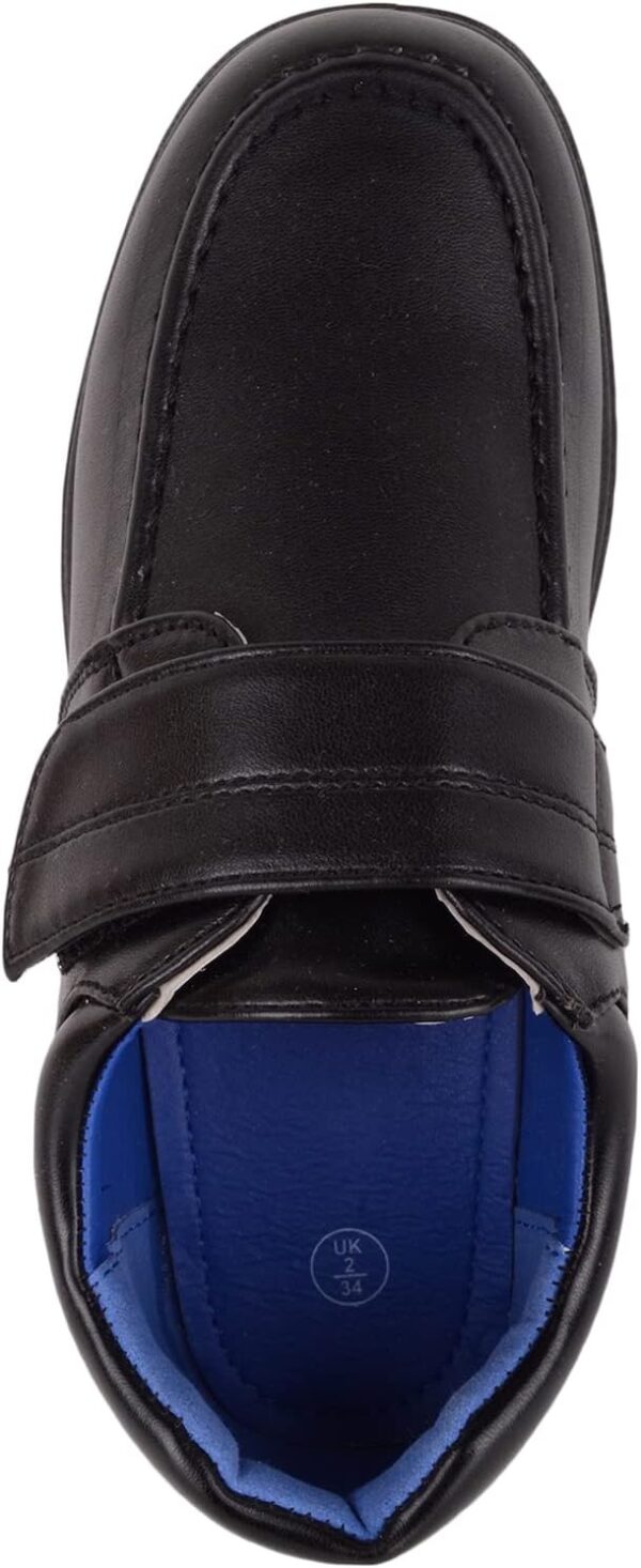 Childrens Kids Boys Slip On Faux Leather Smart Formal School Suit Shoes with Touch Fastening - Black - UK Child - Image 6
